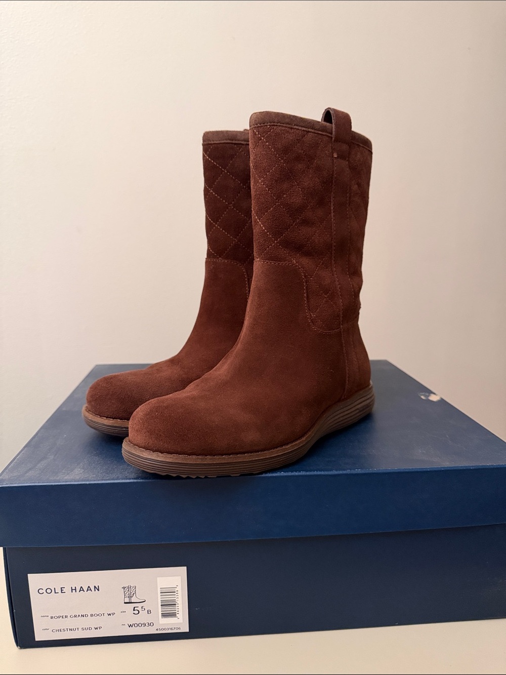 Cole Haan Genuine Suede Chestnut Mid-Calf Boots